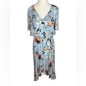 Parker Blue and Orange Floral High Low Dress Size S